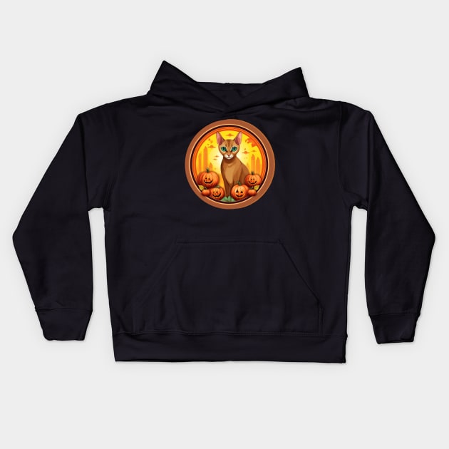 Abyssinian Cat Halloween, Cat Lover Kids Hoodie by dukito